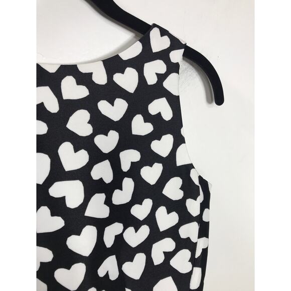 New Kate Spade Dancing Hearts Domino Short Dress Black Cream Feminine Cute Date - Picture 5 of 16